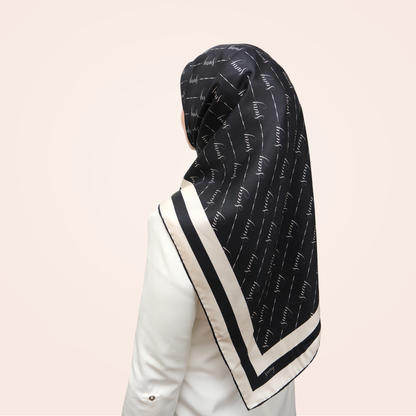 İmza - Siyah Twill İpek Eşarp