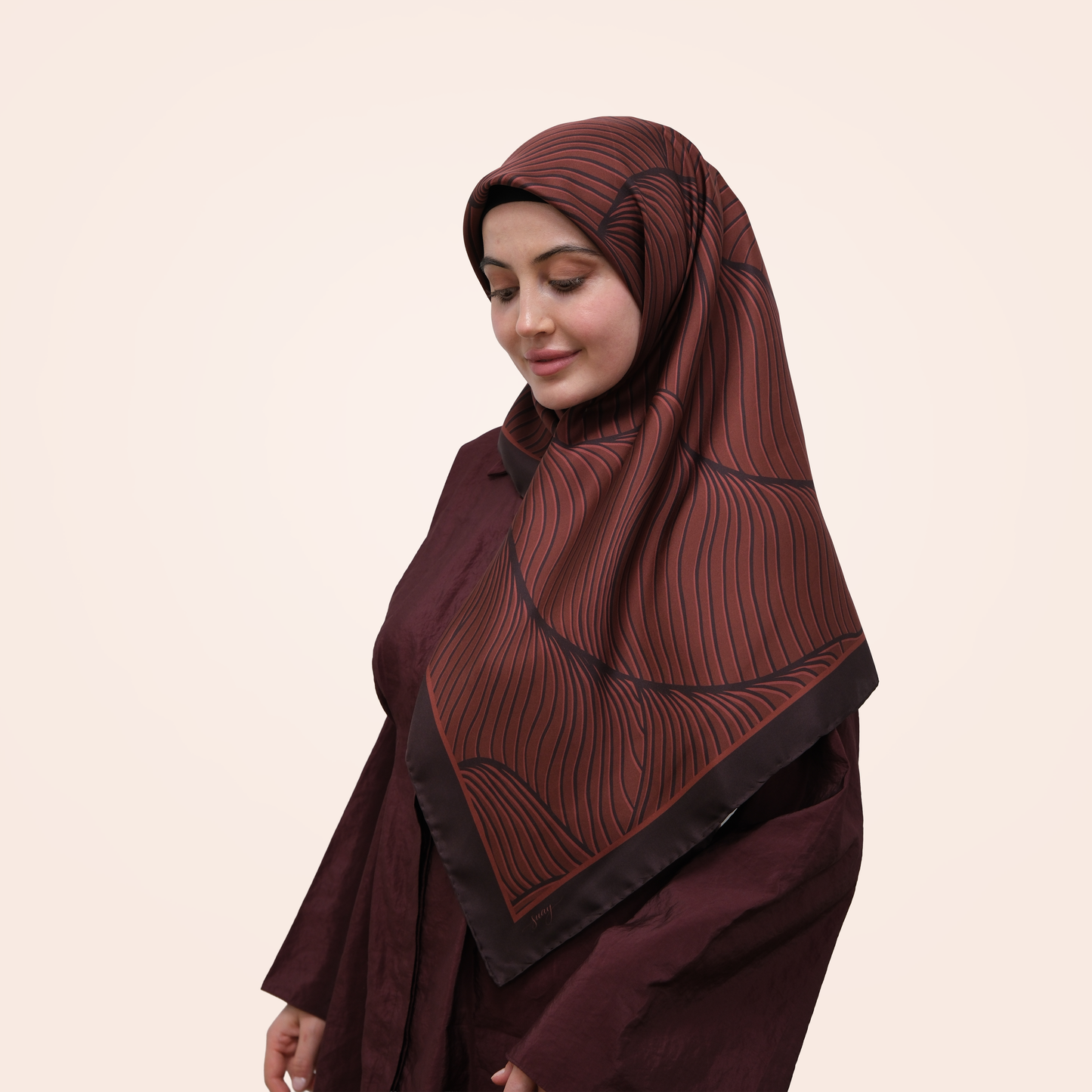 Saye - Bordo Işıltısı Twill İpek Eşarp