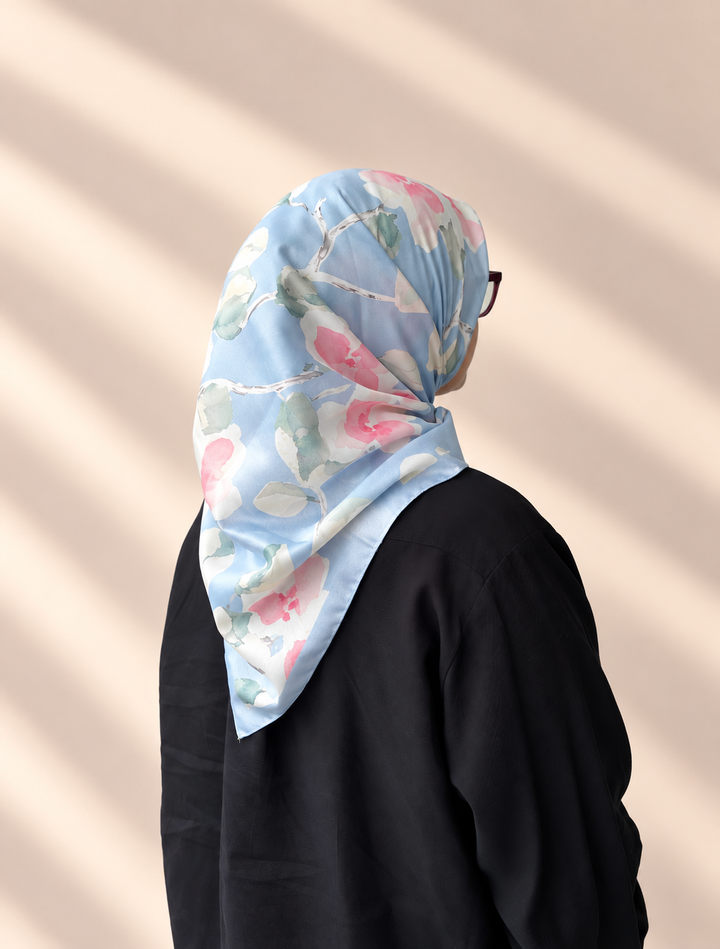 Güzce - Açık Mavi Pamuklu Eşarp